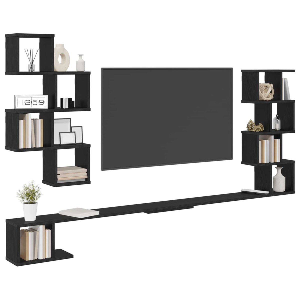 Mensola per TV da muro Rovere Nero 160 x 15 x 94 cm | homemem39