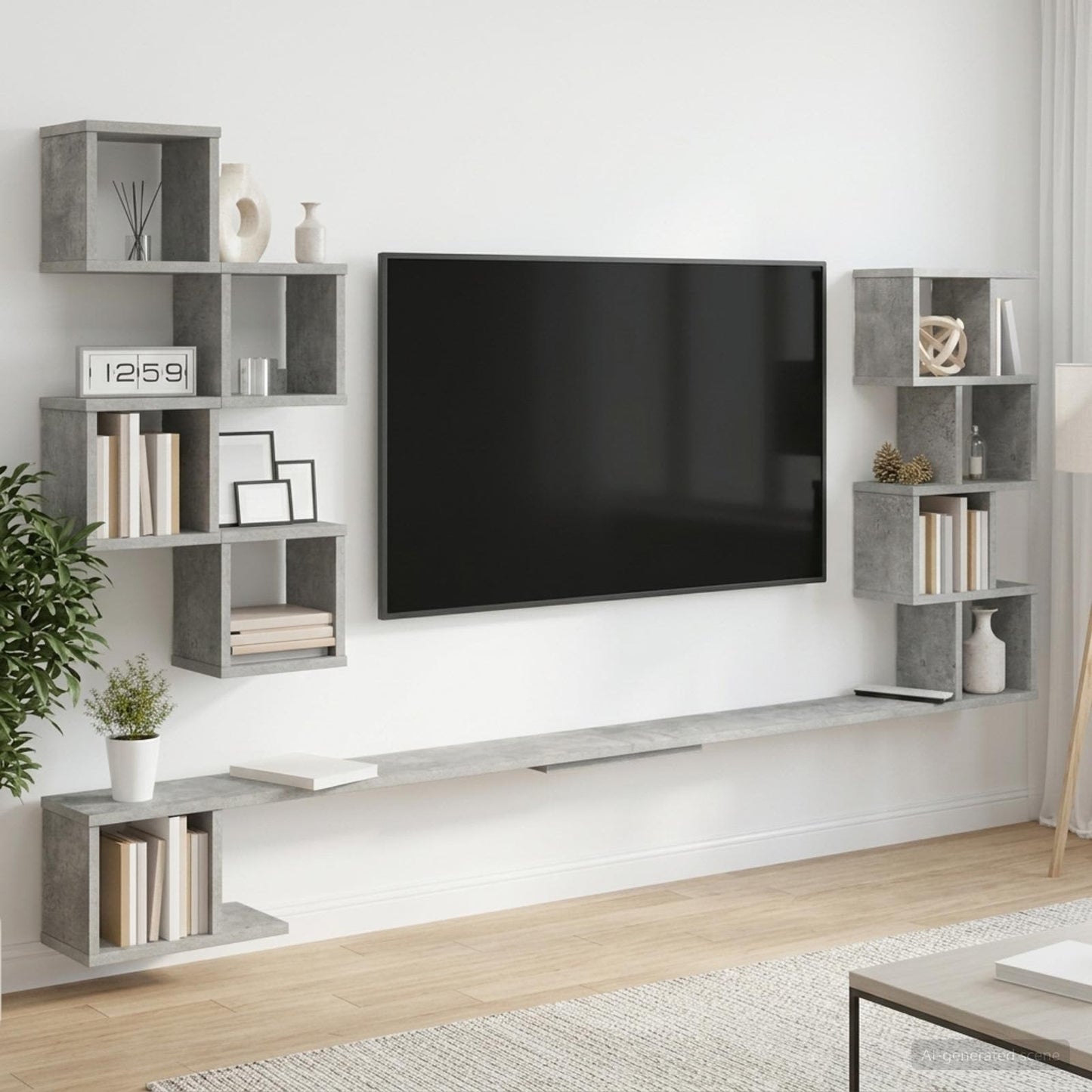 Mensola per TV da muro Grigio Cemento 160 x 15 x 94 cm | homemem39