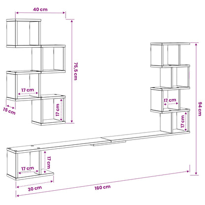 Mensola per TV da muro Grigio Cemento 160 x 15 x 94 cm | homemem39