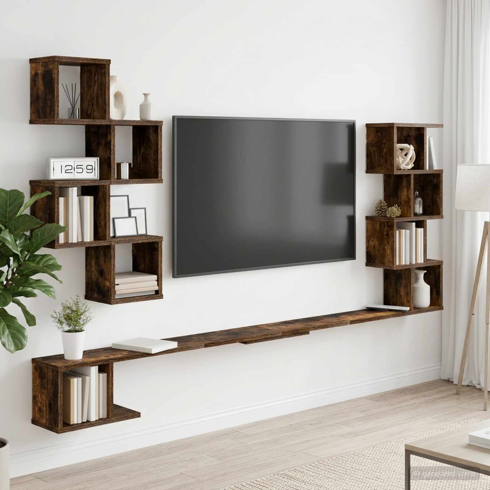 Mensola per TV da muro Rovere Fumo 160 x 15 x 94 cm | homemem39