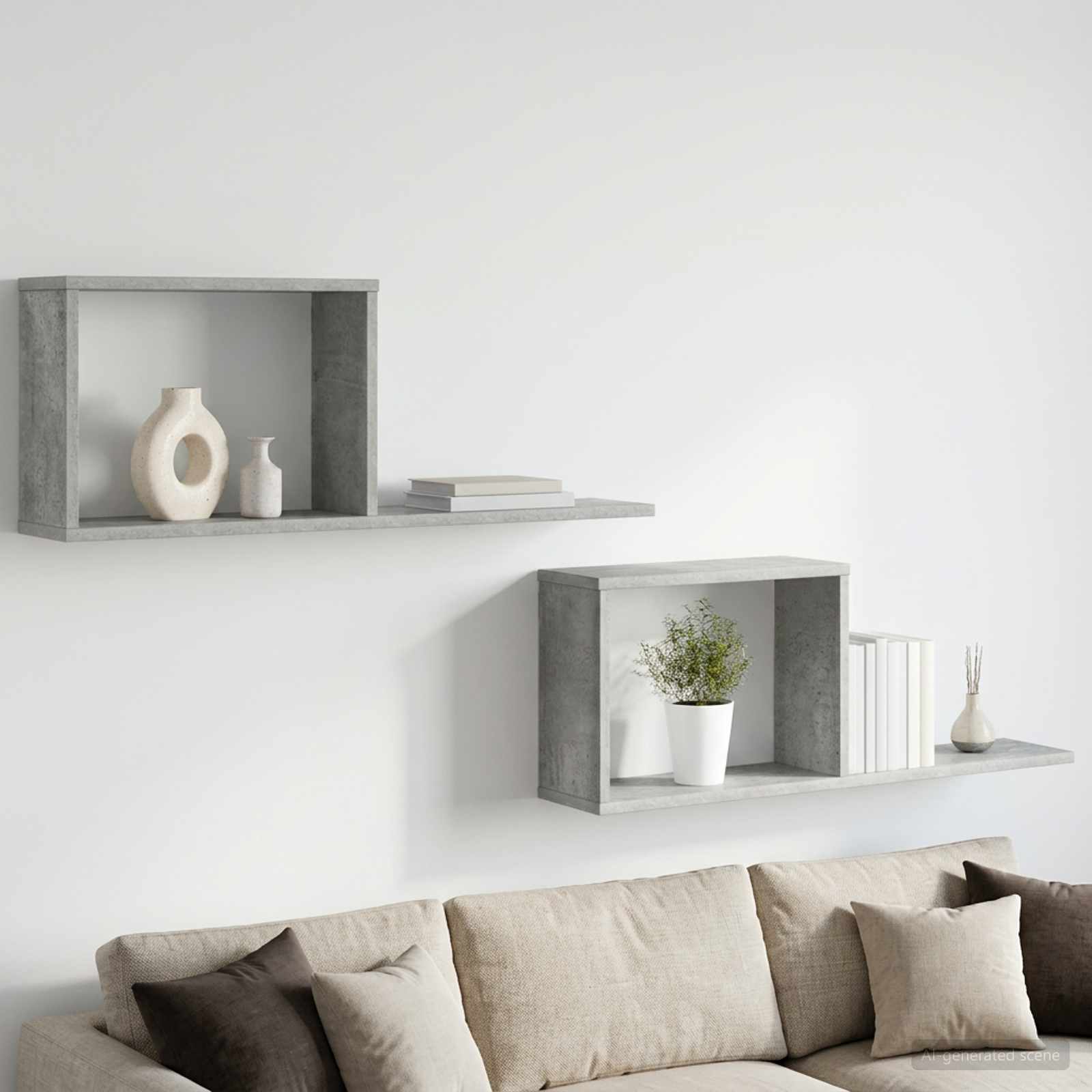 Scaffali flottanti 2 pcs Grigio Cemento 80 x 15 x 30 cm | homemem39