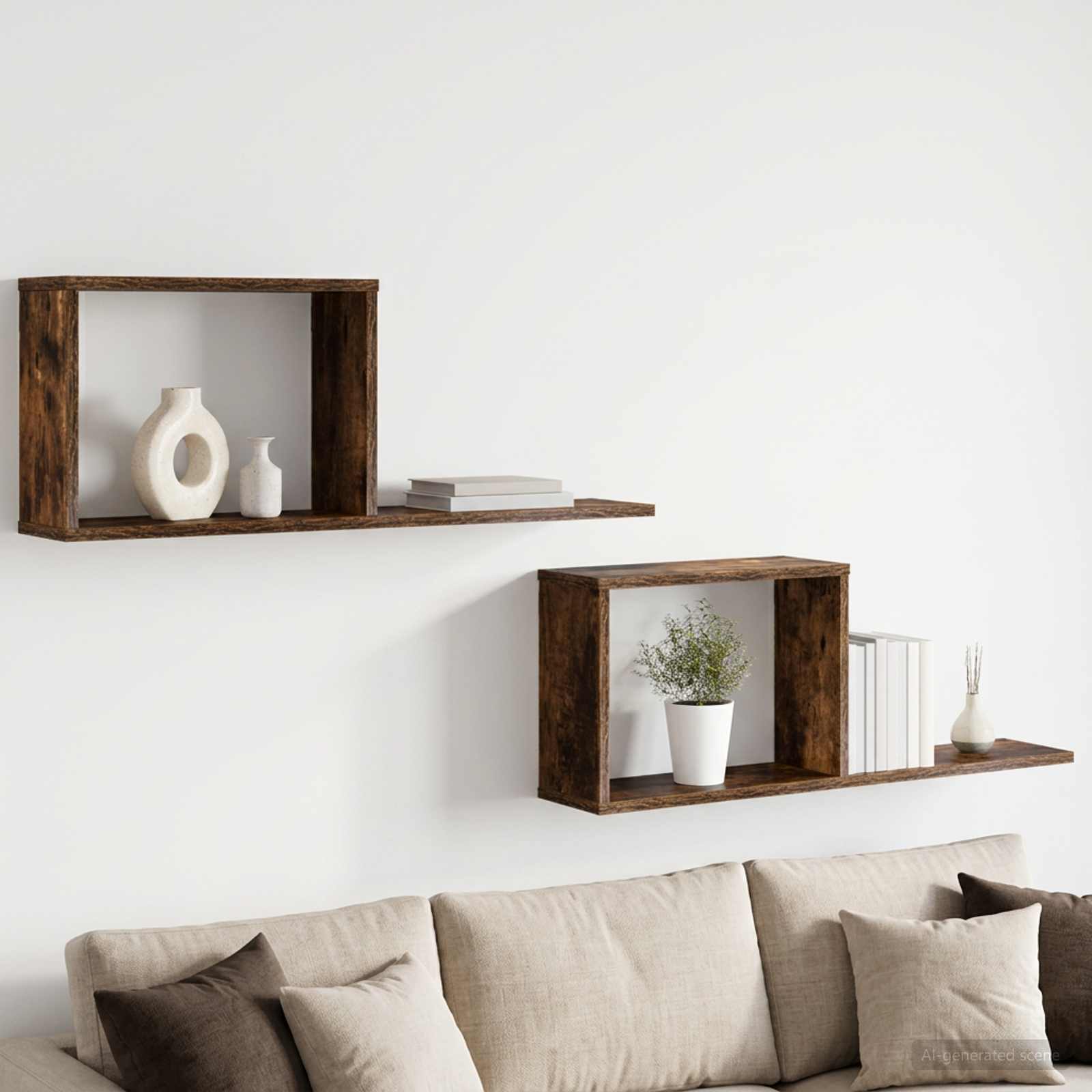 Scaffali flottanti 2 pcs Rovere Fumo 80 x 15 x 30 cm | homemem39