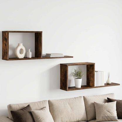 Scaffali flottanti 2 pcs Rovere Fumo 80 x 15 x 30 cm | homemem39