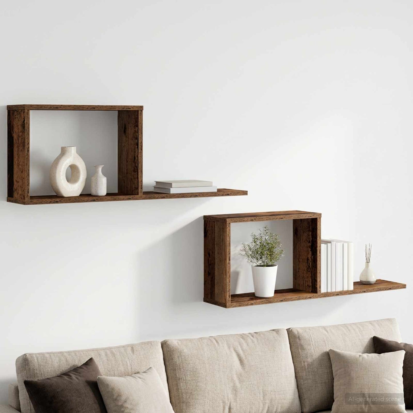 Scaffali flottanti 2 pcs Legno antico 80 x 15 x 30 cm | homemem39
