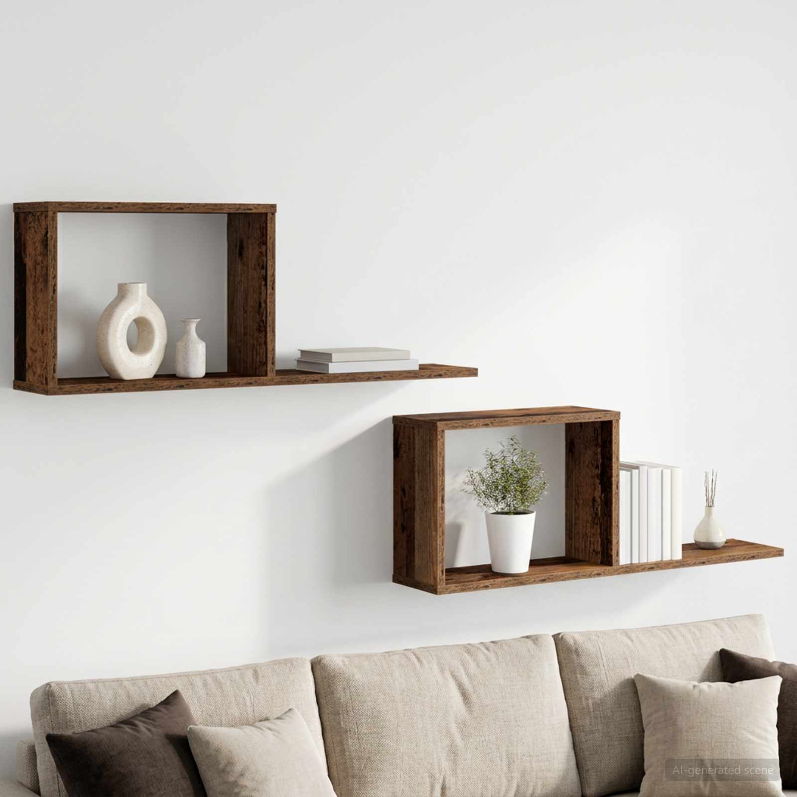 Scaffali flottanti 2 pcs Legno antico 80 x 15 x 30 cm | homemem39