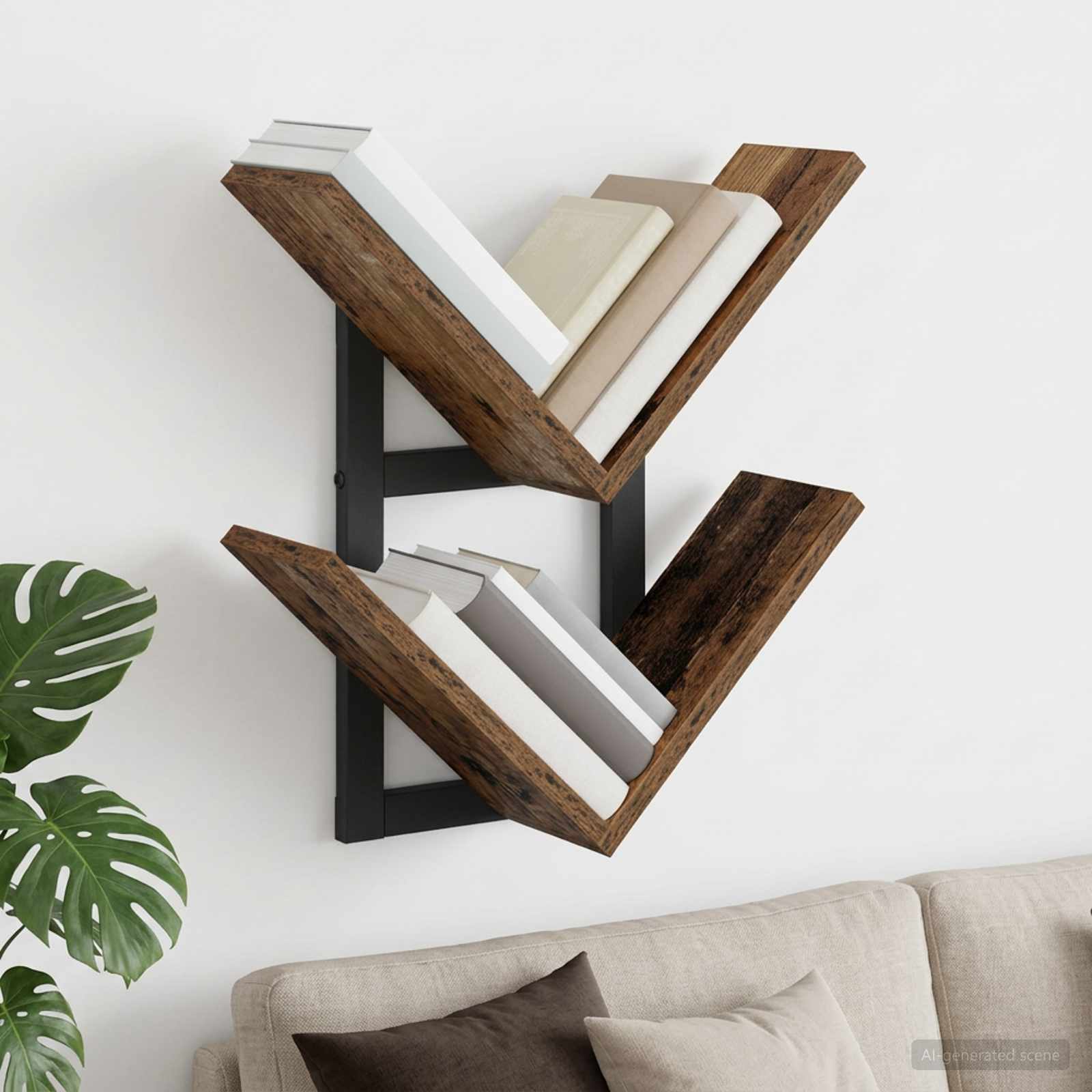 Mensola a muro flottante Legno antico 43 x 15 x 47 cm | homemem39