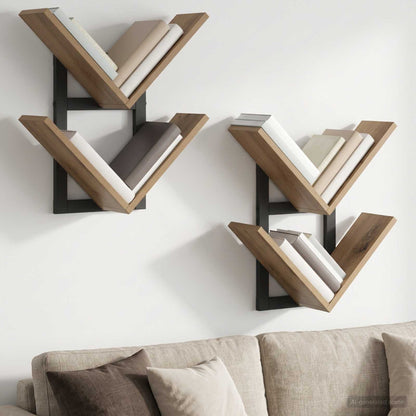 Mensola a muro flottante 2 pcs Rovere Artigianale | homemem39