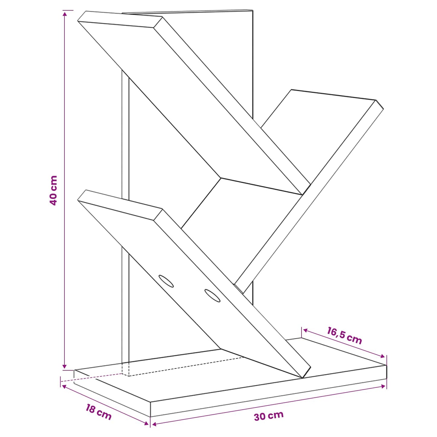 Scaffale per Libri a Forma di Albero 3 Strati 30 x 18 x 40 cm | homemem39