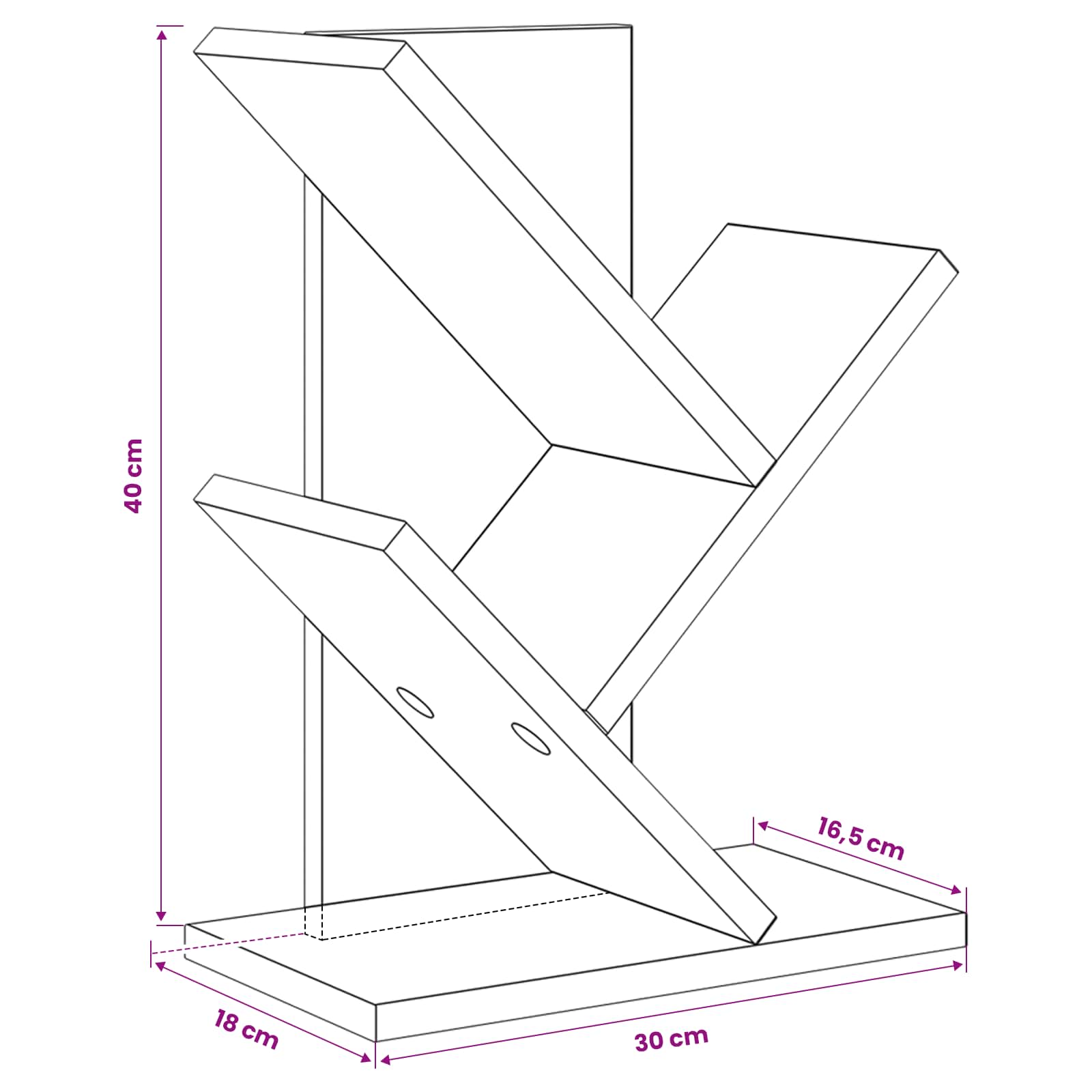 Scaffale per Libri a Forma di Albero 3 Strati 30 x 18 x 40 cm | homemem39