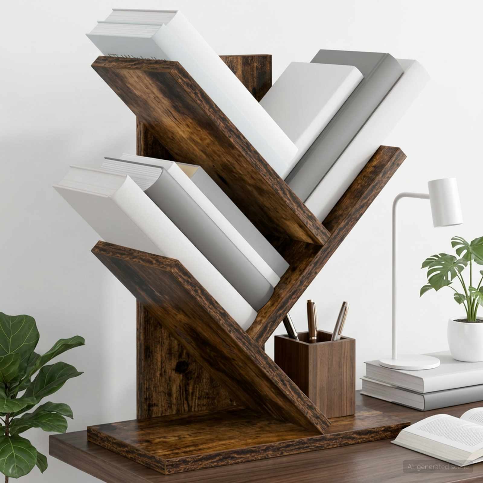 Scaffale per Libri a Forma di Albero 3 Strati 30 x 18 x 40 cm | homemem39