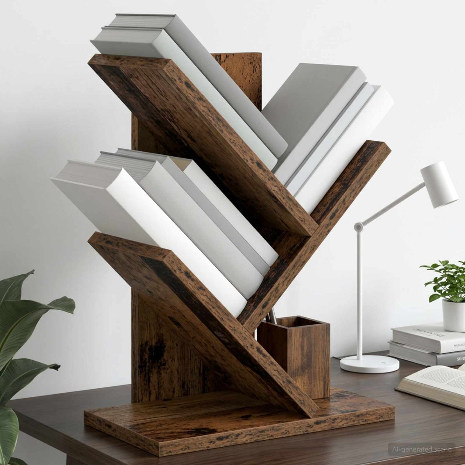 Scaffale per Libri a Forma di Albero 3 Strati 30 x 18 x 40 cm | homemem39