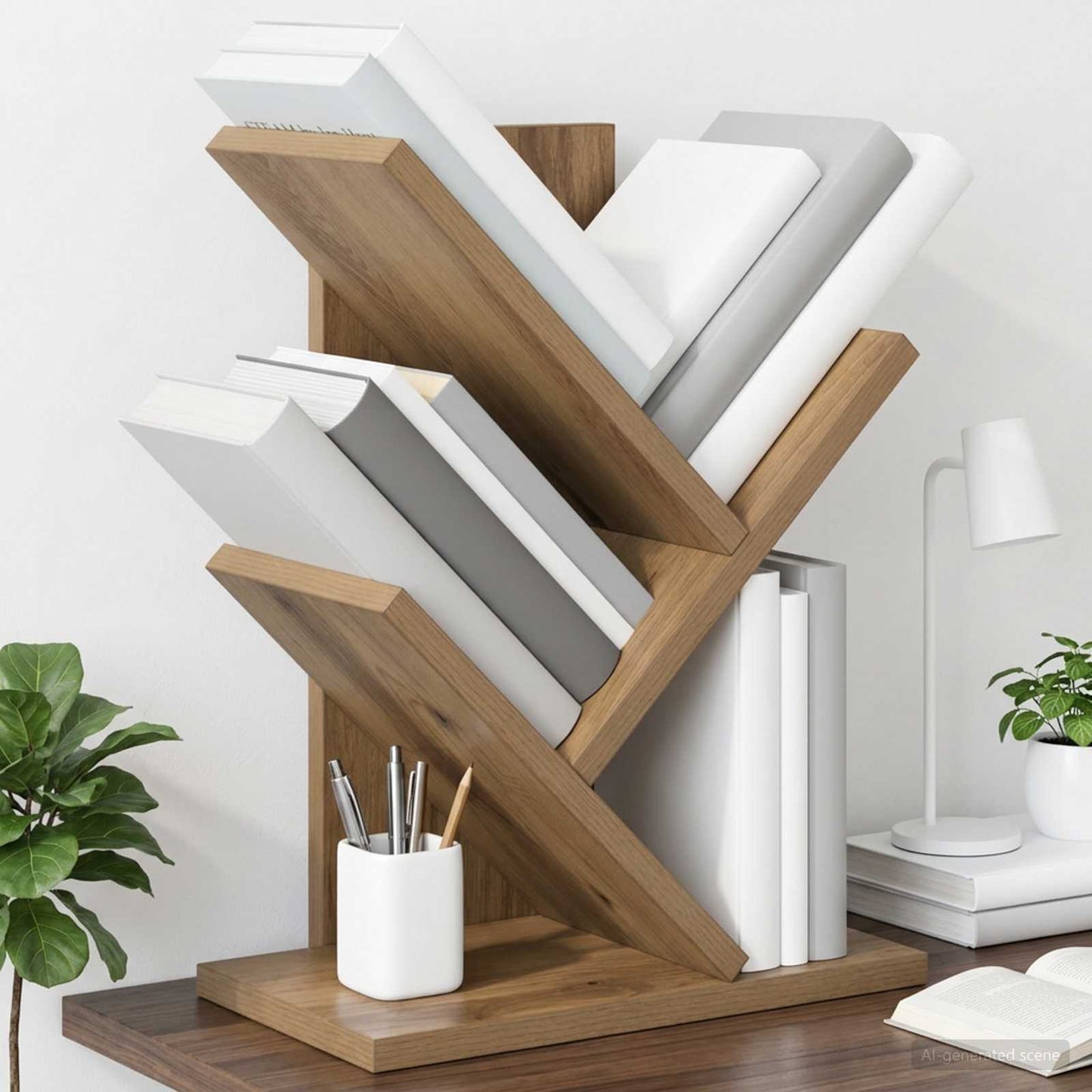 Scaffale per Libri a Forma di Albero 3 Strati 30 x 18 x 40 cm | homemem39