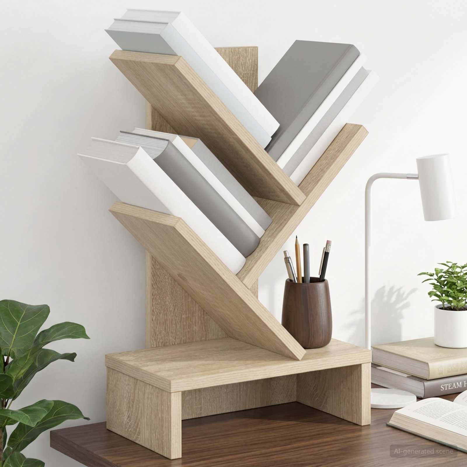 Scaffale per Libri a Forma di Albero 3 Strati 30 x 18 x 48 cm | homemem39