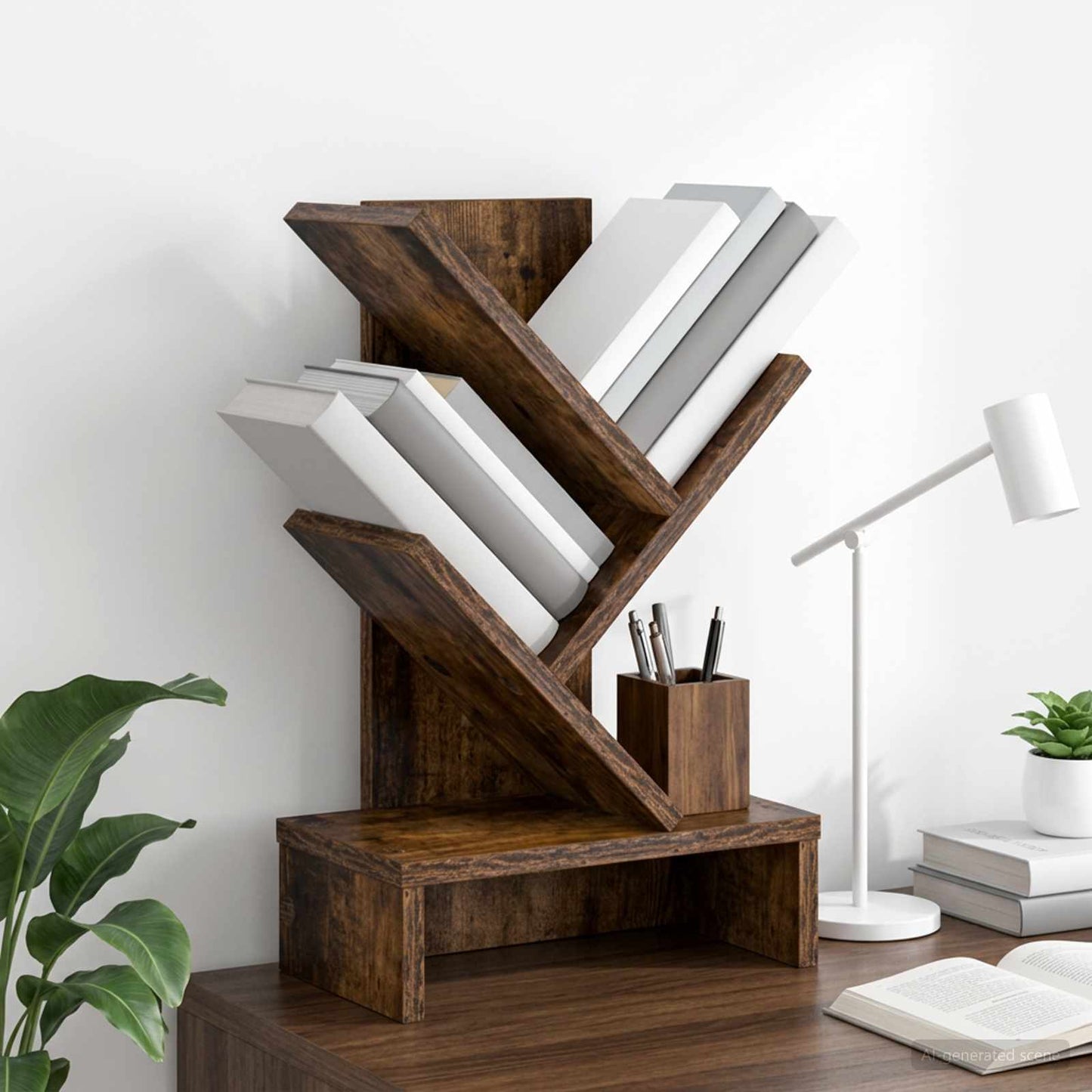 Scaffale per Libri a Forma di Albero 3 Strati 30 x 18 x 48 cm