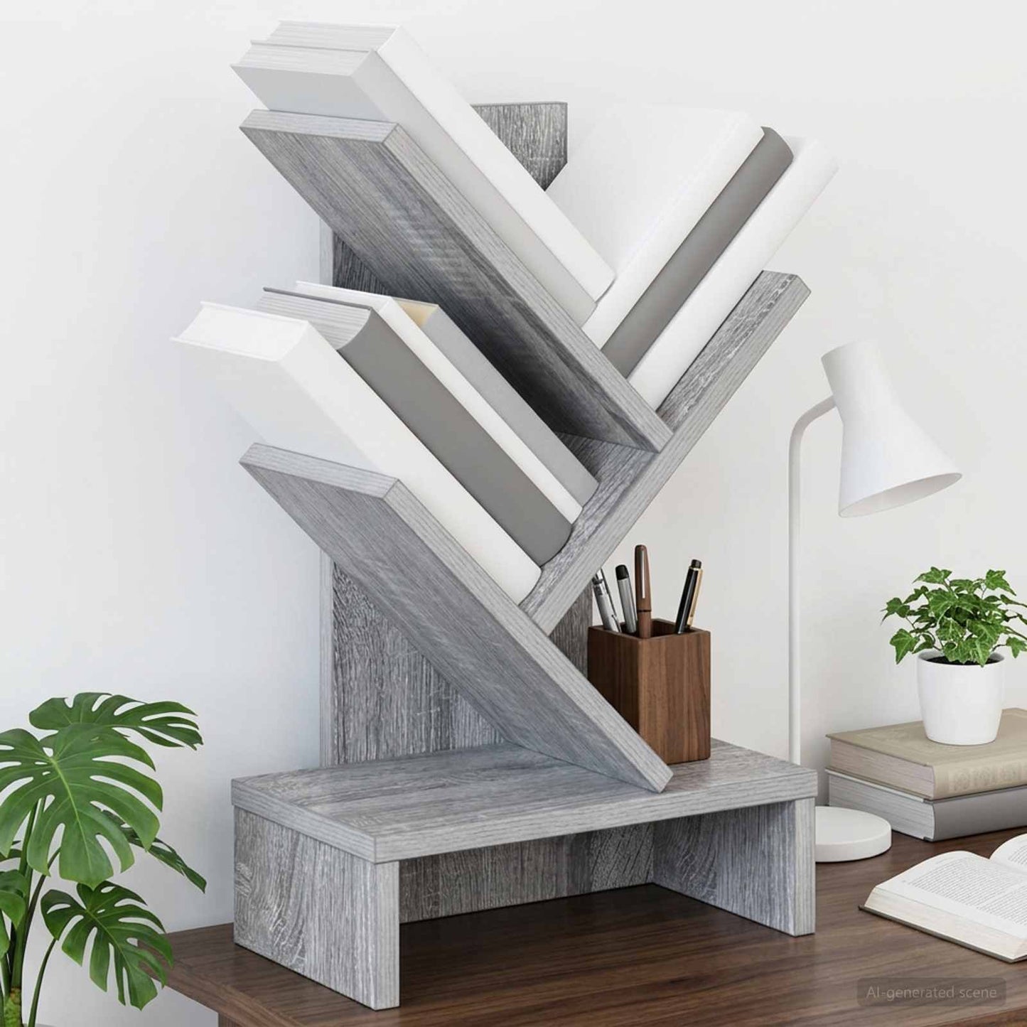 Scaffale per Libri a Forma di Albero 3 Strati 30 x 18 x 48 cm