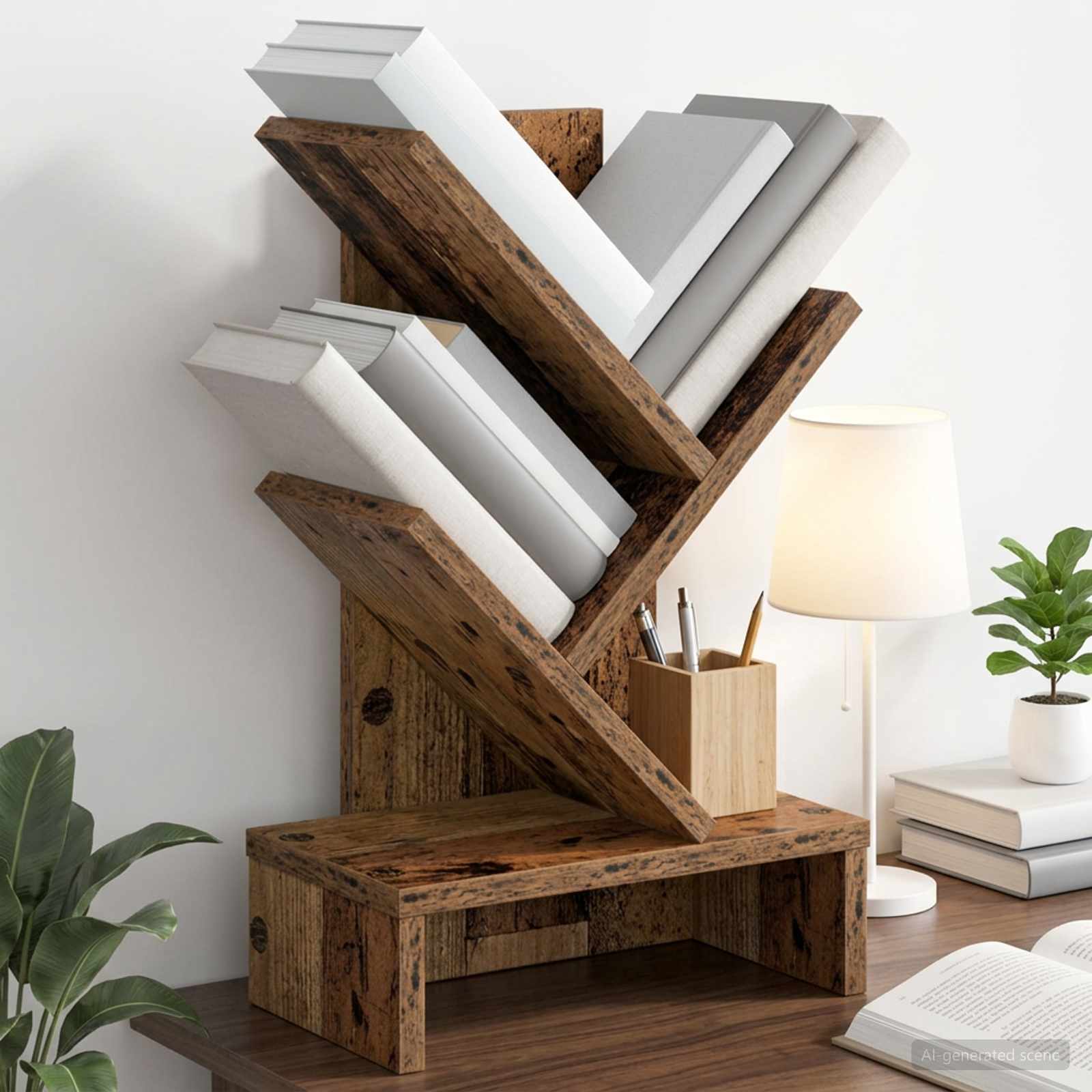 Scaffale per Libri a Forma di Albero 3 Strati 30 x 18 x 48 cm | homemem39