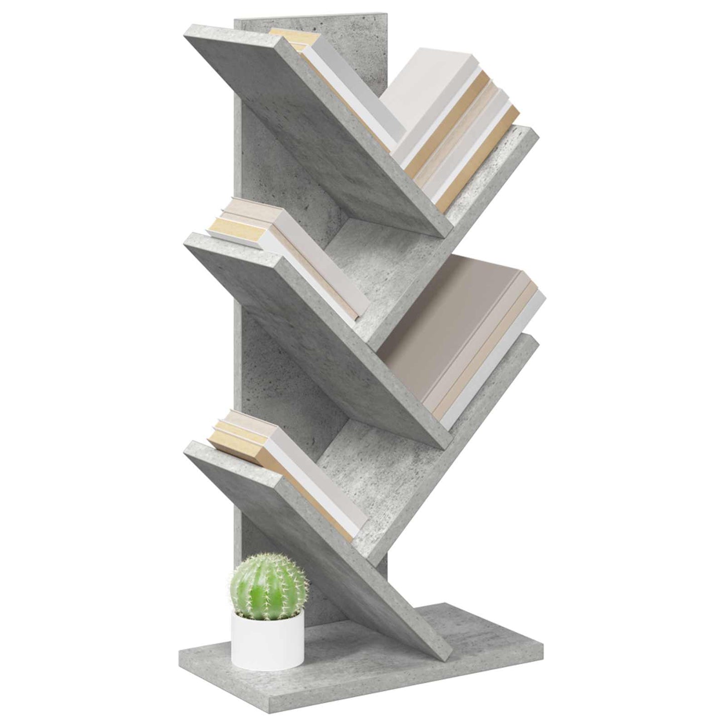 Libreria ad Albero 4 Ripiani 30 x 18 x 60 cm Grigio Cemento | homemem39
