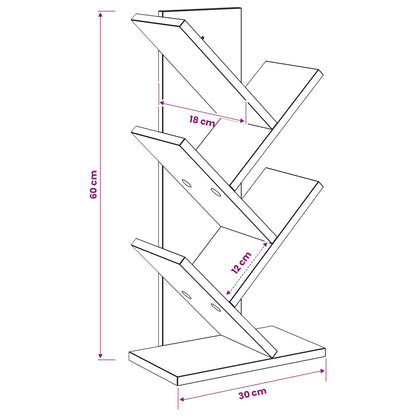 Libreria ad Albero 4 Ripiani 30 x 18 x 60 cm Grigio Cemento | homemem39
