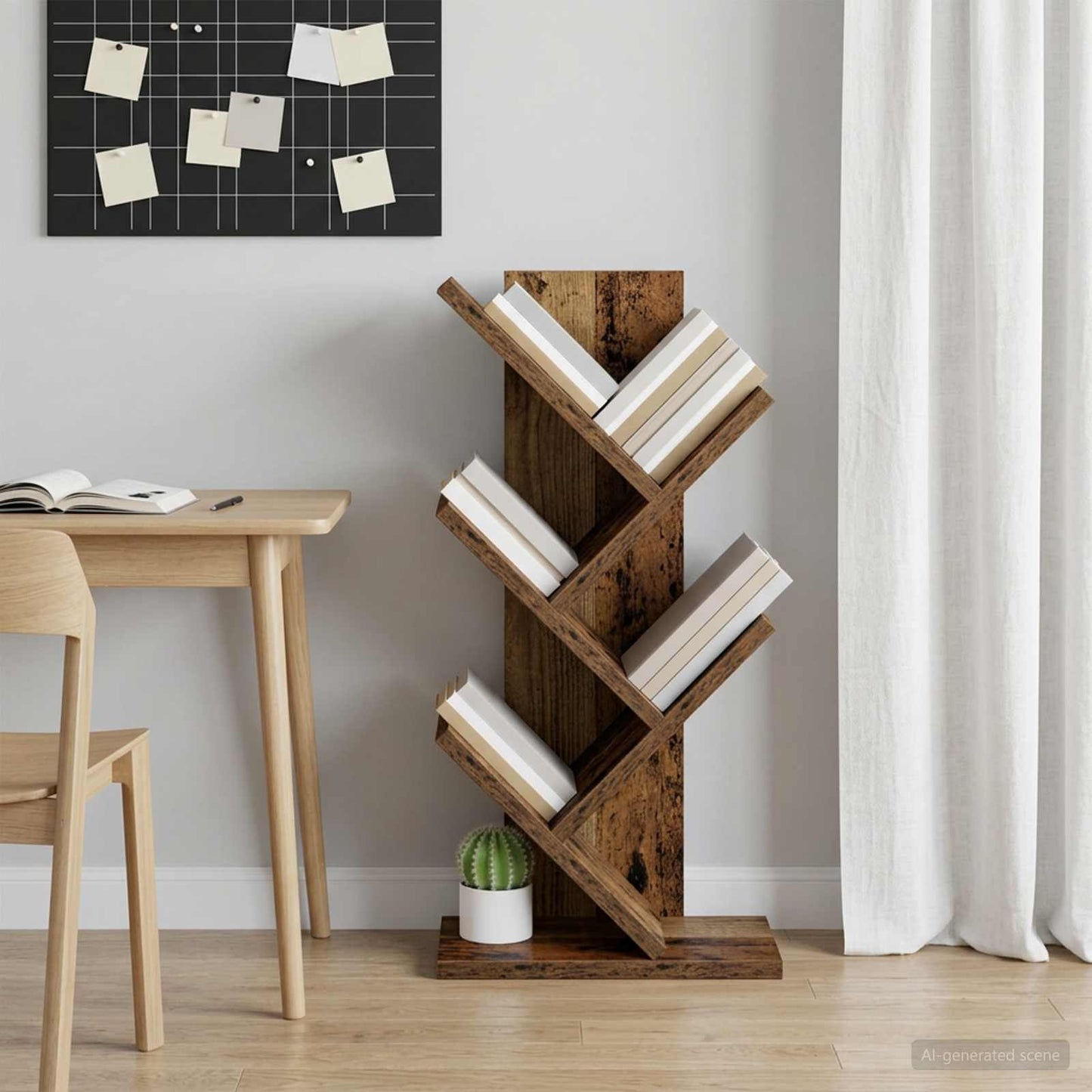 Libreria ad Albero 4 Ripiani 30 x 18 x 60 cm Legno antico | homemem39