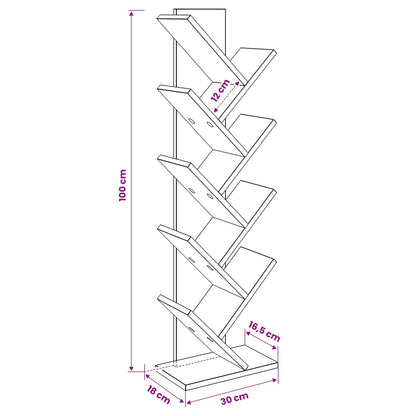 Scaffale per Libri a Forma di Albero 6 Ripiani 30 x 18 x 100 cm | homemem39