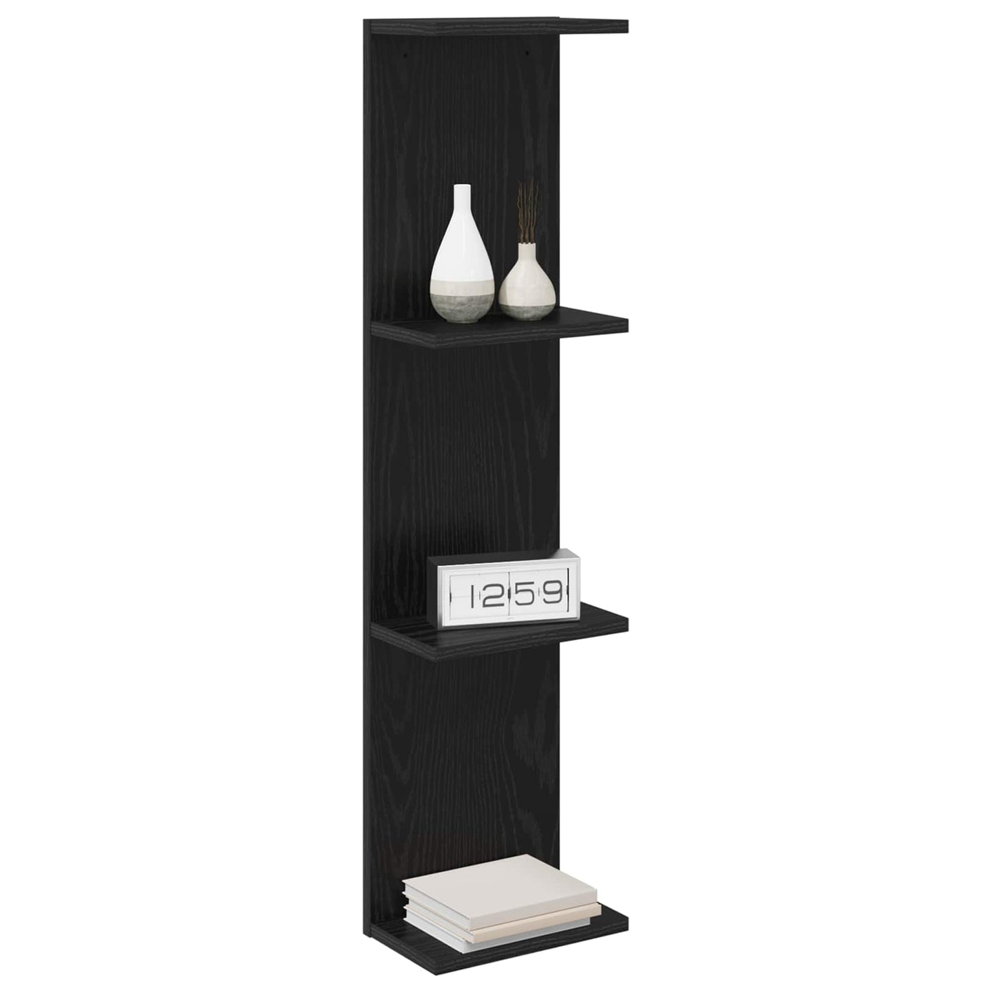 Scaffale da parete Rovere Nero 25 x 15 x 100 cm | homemem39