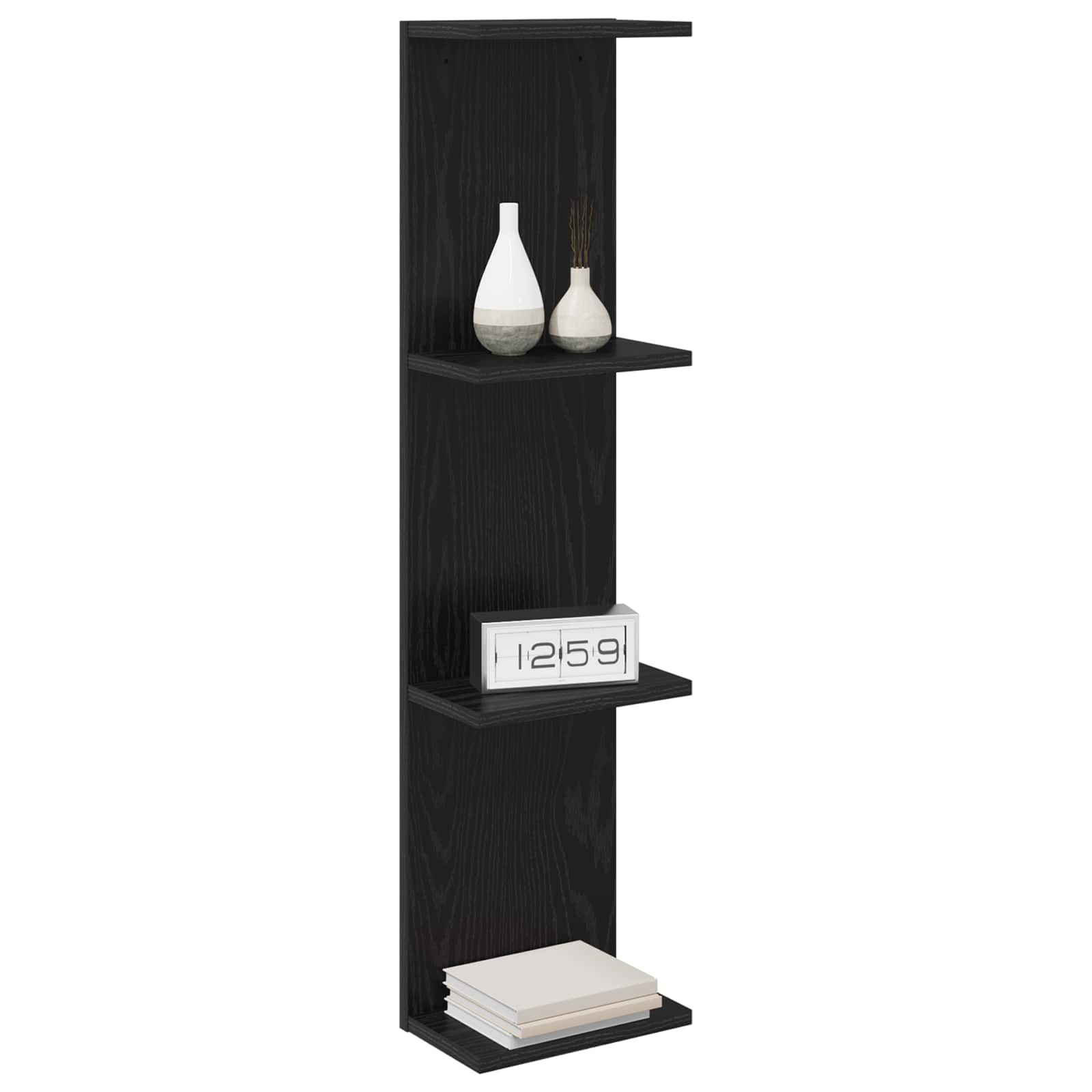 Scaffale da parete Rovere Nero 25 x 15 x 100 cm | homemem39