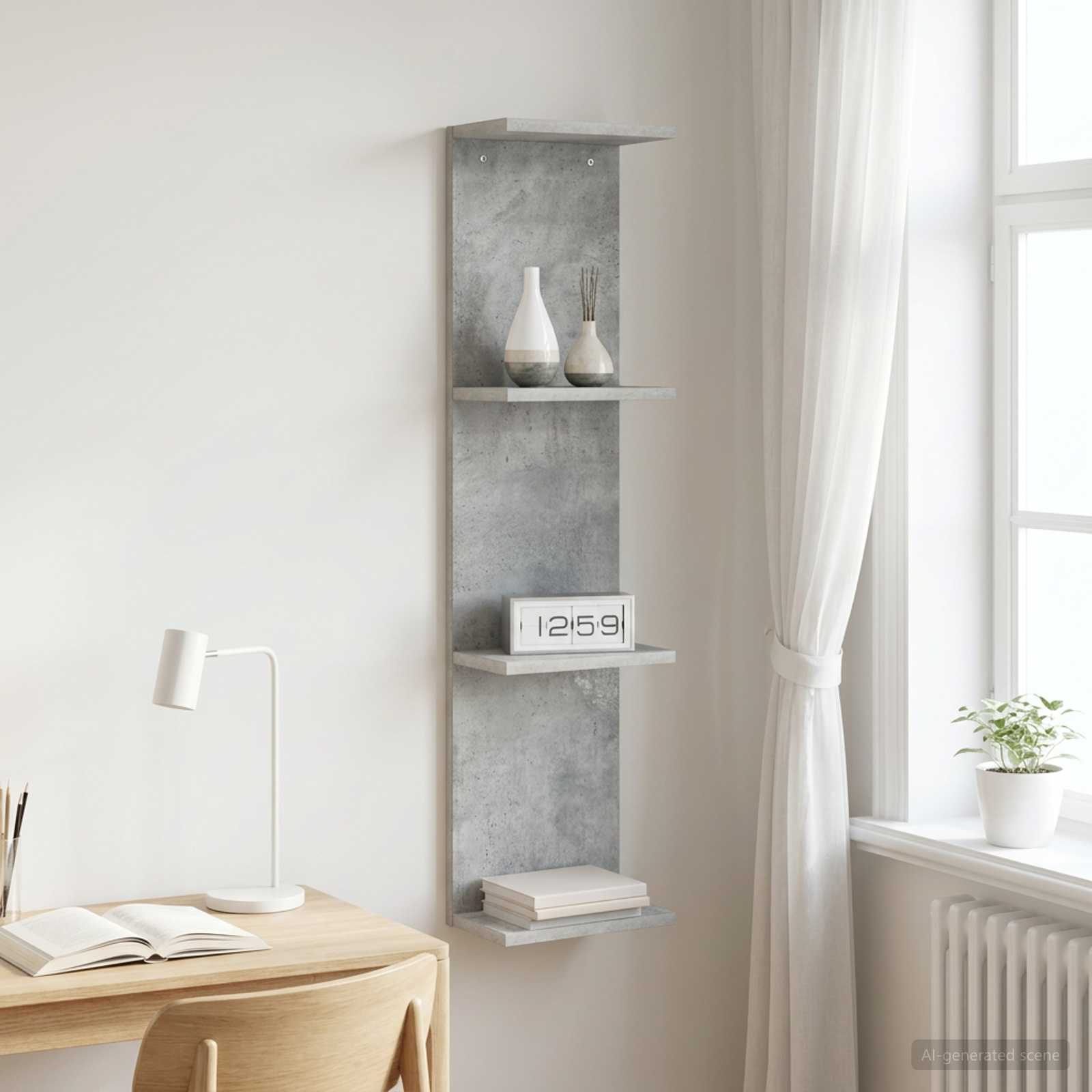 Scaffale da parete Grigio Cemento 25 x 15 x 100 cm | homemem39