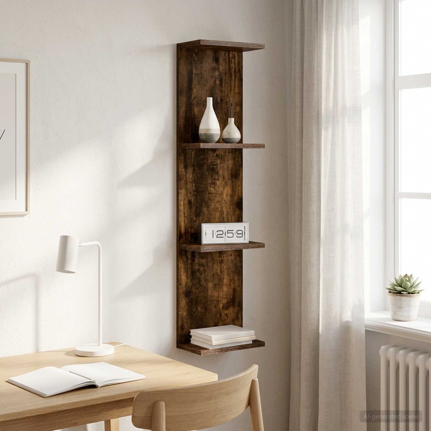 Scaffale da parete Rovere Fumo 25 x 15 x 100 cm | homemem39