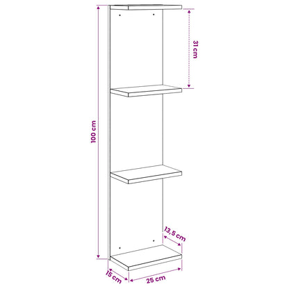 Scaffale da parete Rovere Fumo 25 x 15 x 100 cm | homemem39
