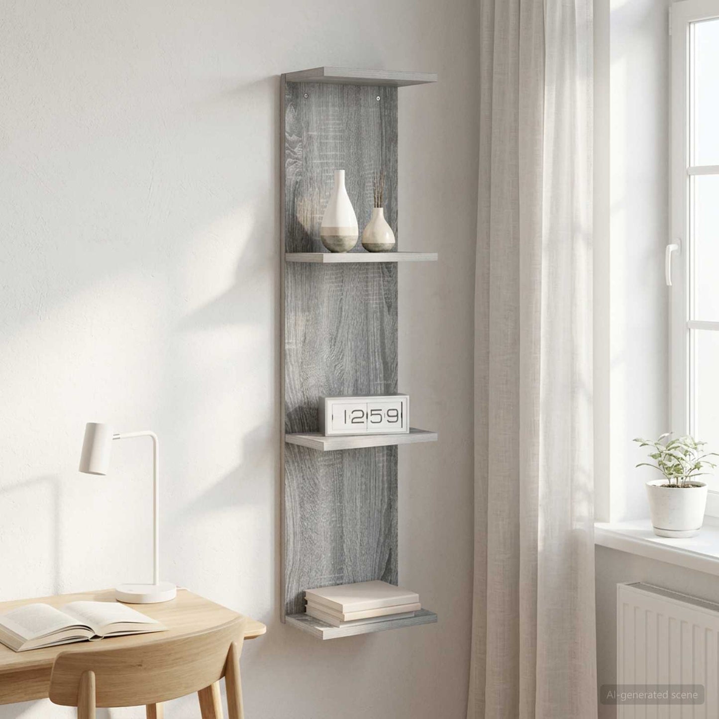 Scaffale da parete Sonoma grigio 25 x 15 x 100 cm | homemem39