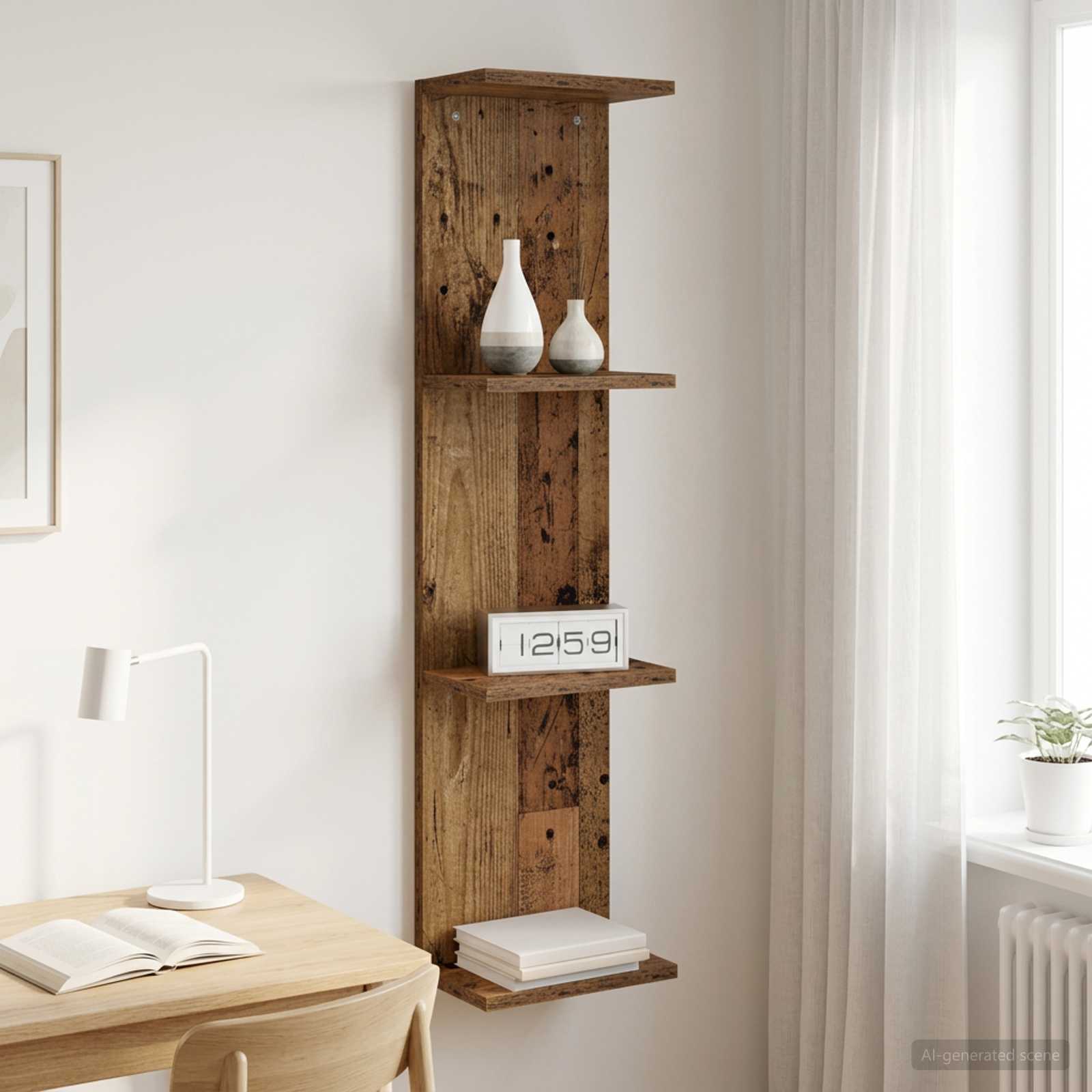 Scaffale da parete Legno antico 25 x 15 x 100 cm | homemem39