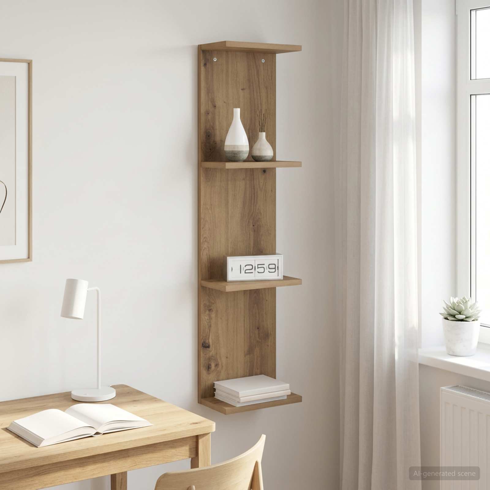 Scaffale da parete Rovere Artigianale 25 x 15 x 100 cm | homemem39