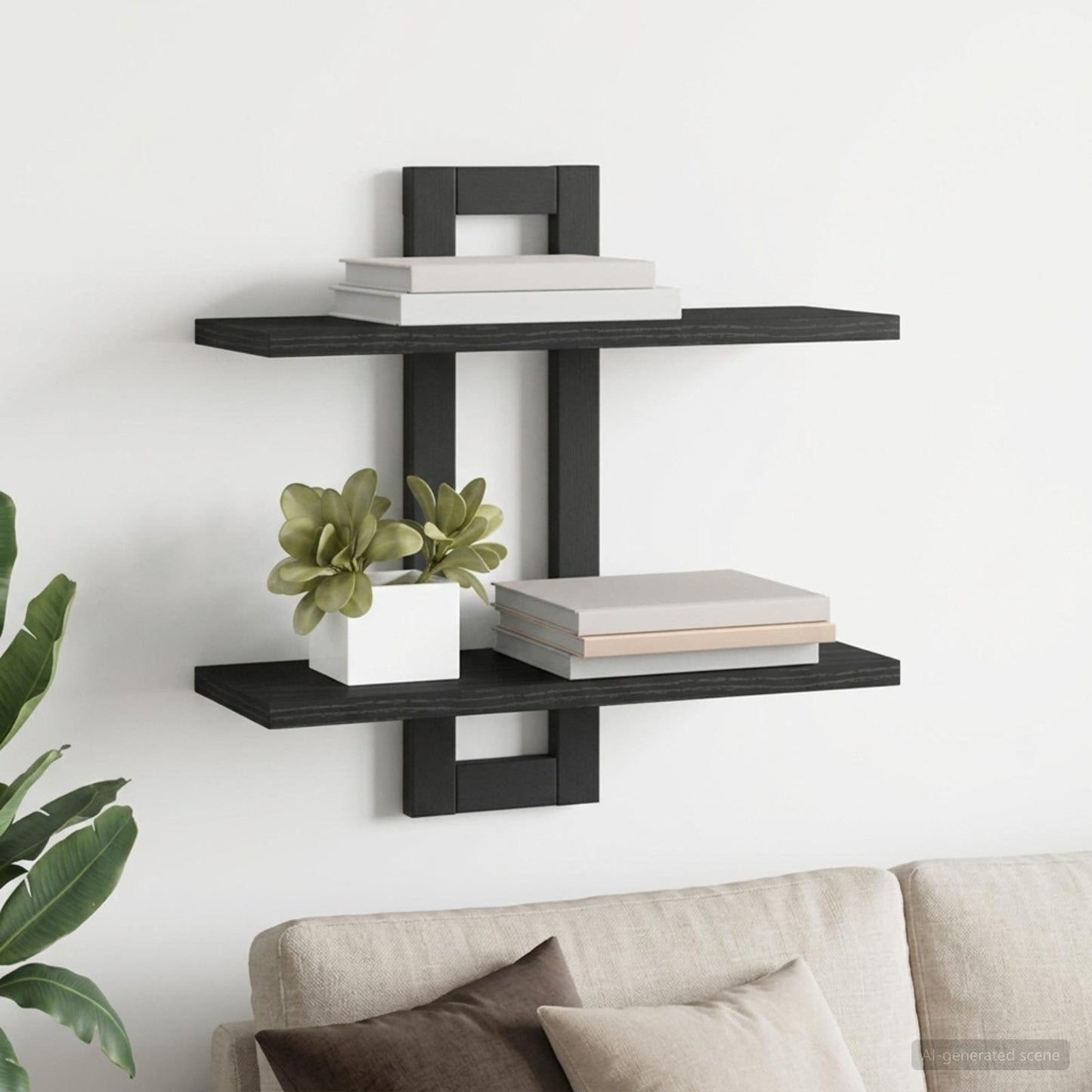 Scaffali flottanti Rovere Nero 40 x 15 x 40 cm | homemem39