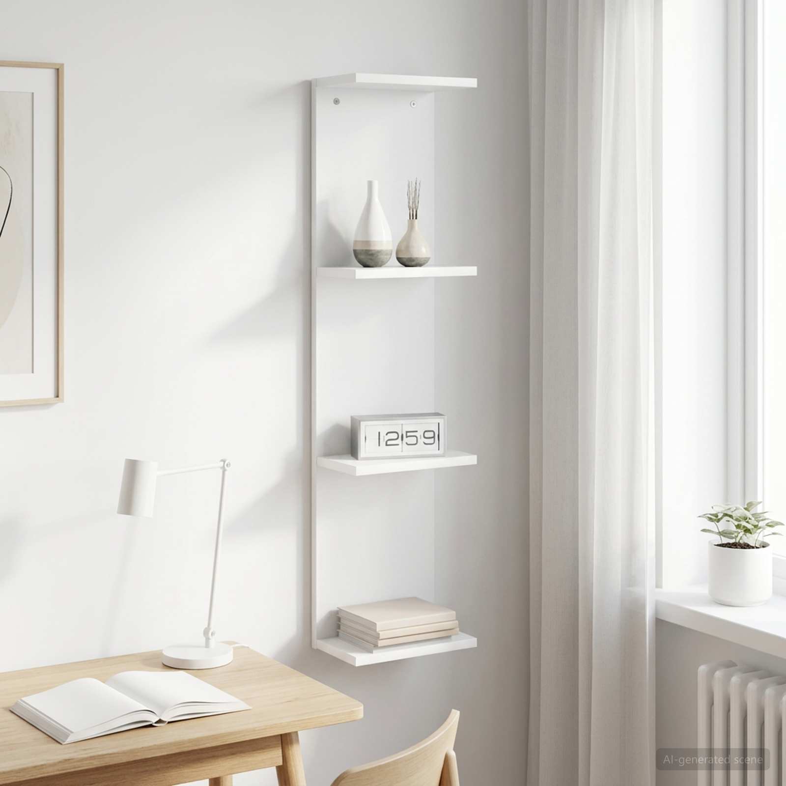 Scaffale da parete Bianco 22 x 15 x 100 cm Legno ingegnerizzato | homemem39
