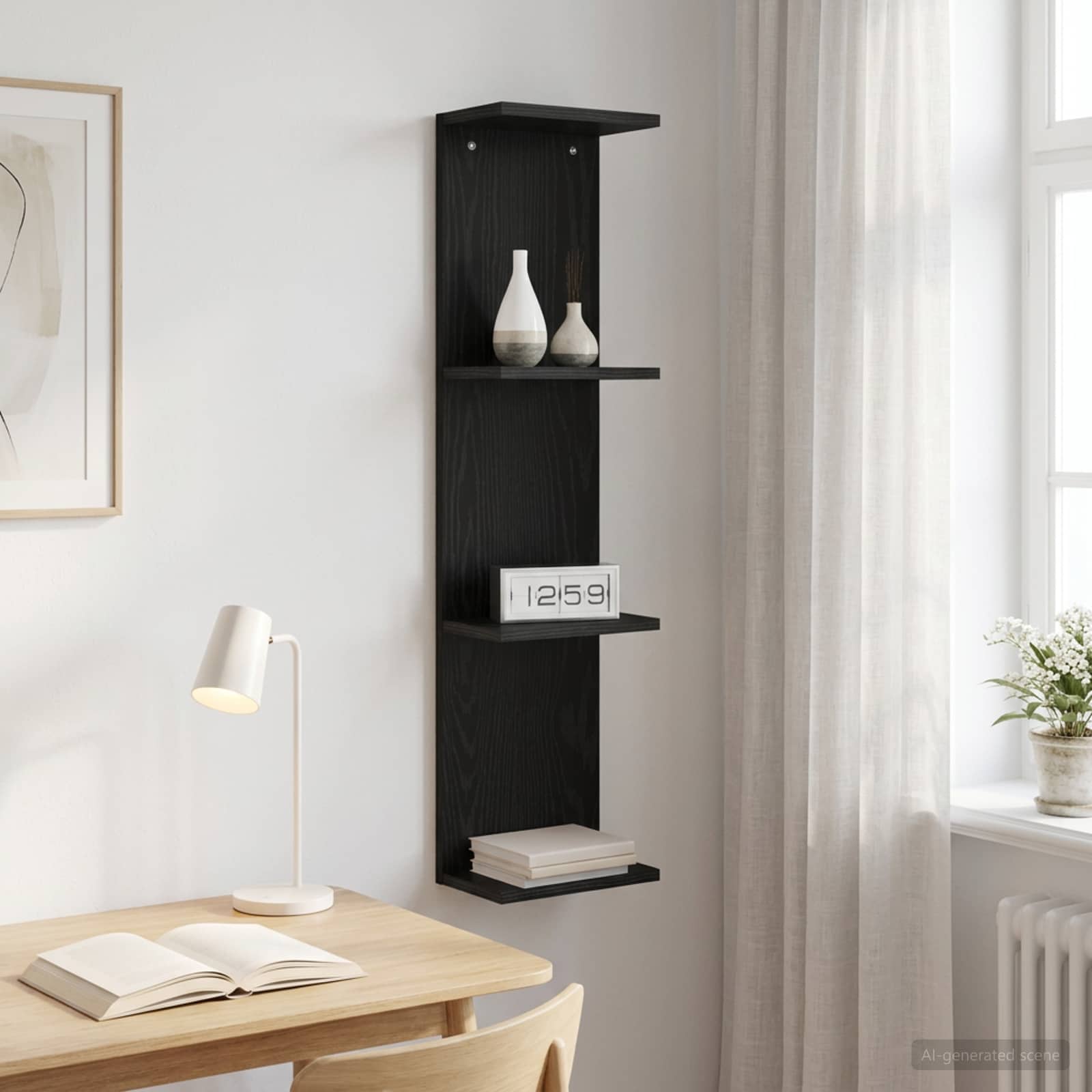 Scaffale da parete Rovere Nero 22 x 15 x 100 cm | homemem39