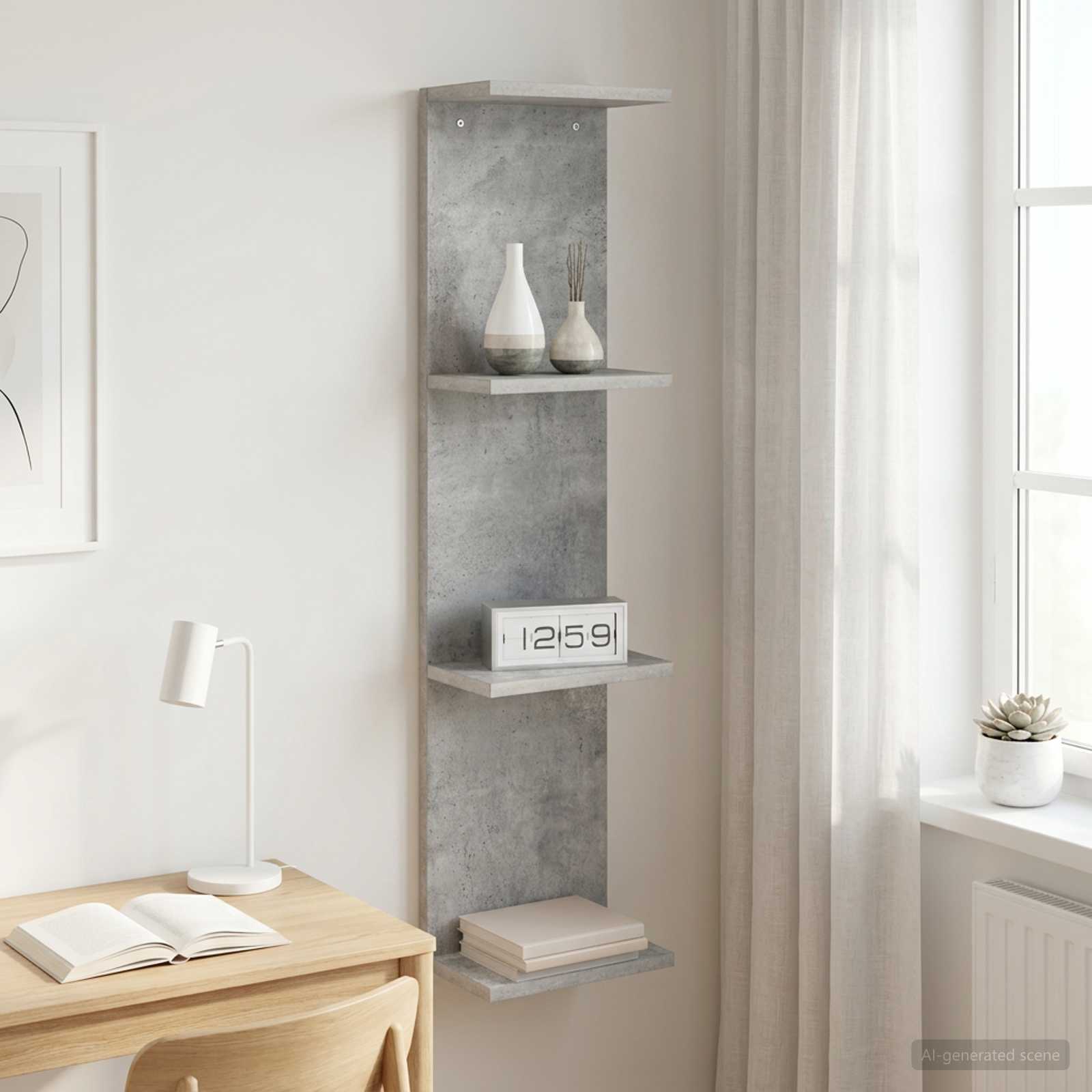Scaffale da parete Grigio Cemento 22 x 15 x 100 cm | homemem39