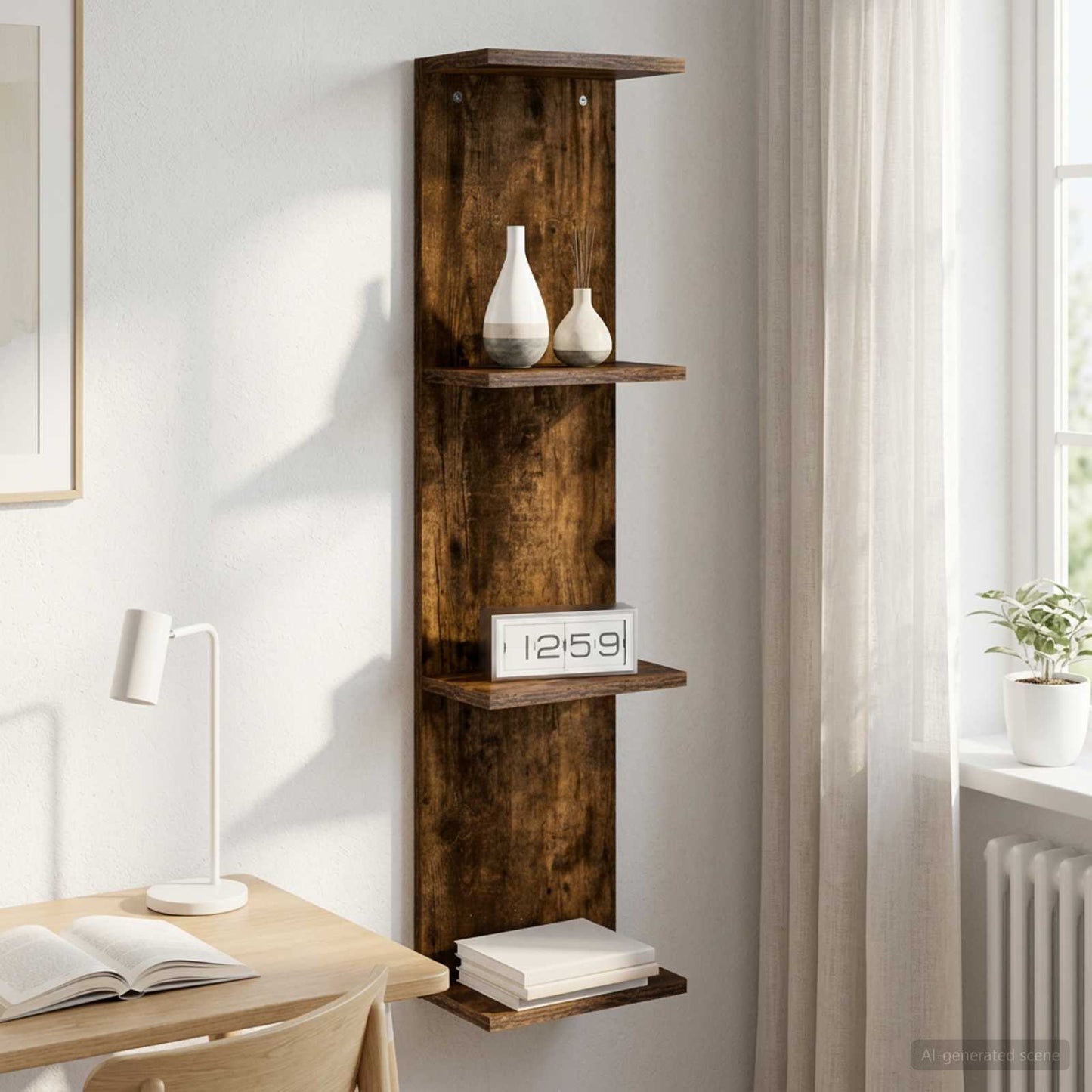 Scaffale da parete Rovere Fumo 22 x 15 x 100 cm | homemem39
