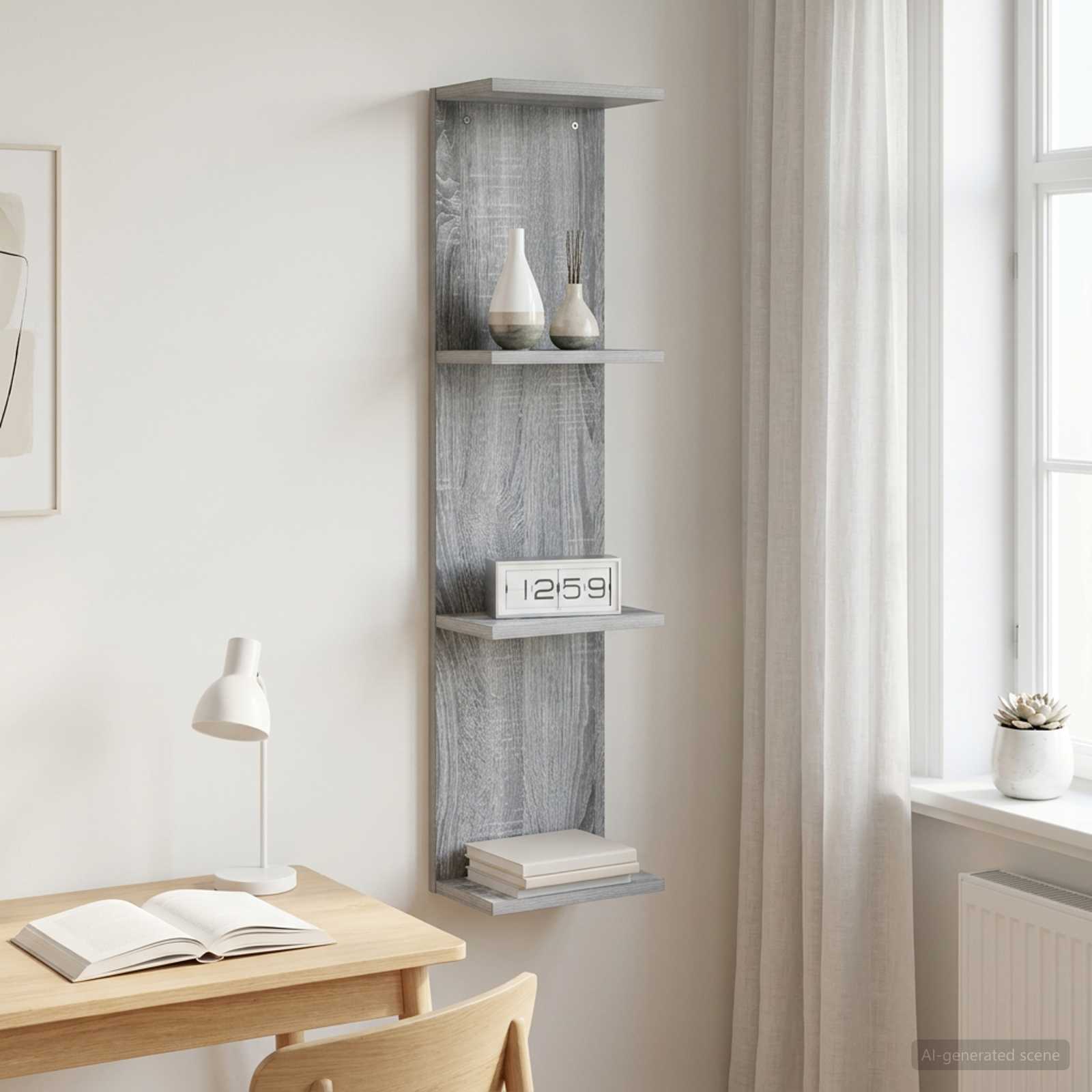 Scaffale da parete Sonoma grigio 22 x 15 x 100 cm | homemem39