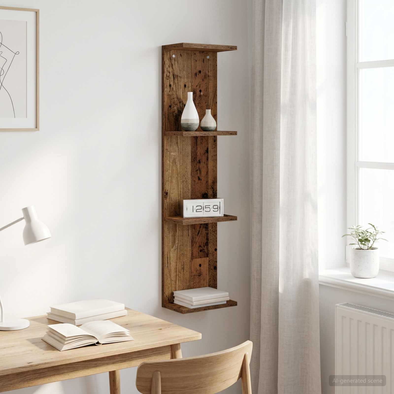 Scaffale da parete Legno antico 22 x 15 x 100 cm | homemem39