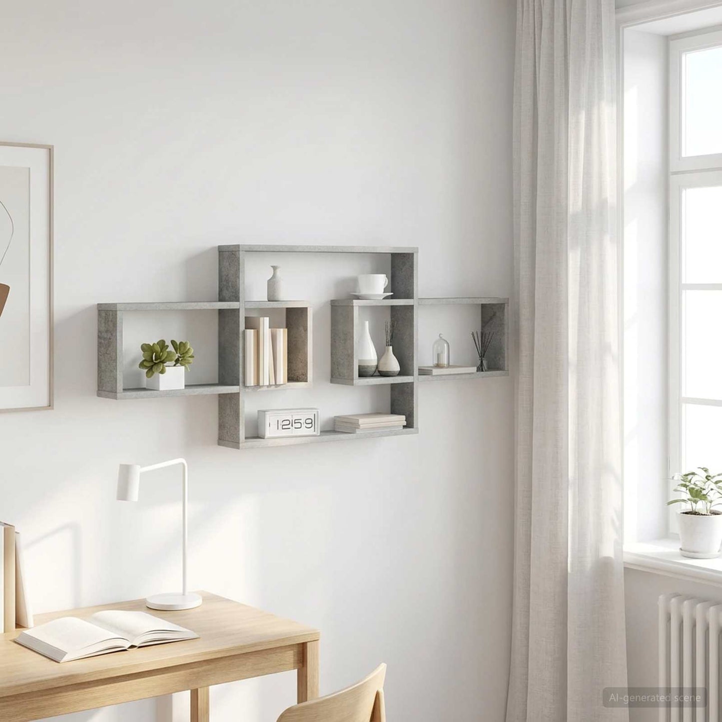 Scaffale da parete Grigio Cemento 130 x 10 x 50 cm | homemem39