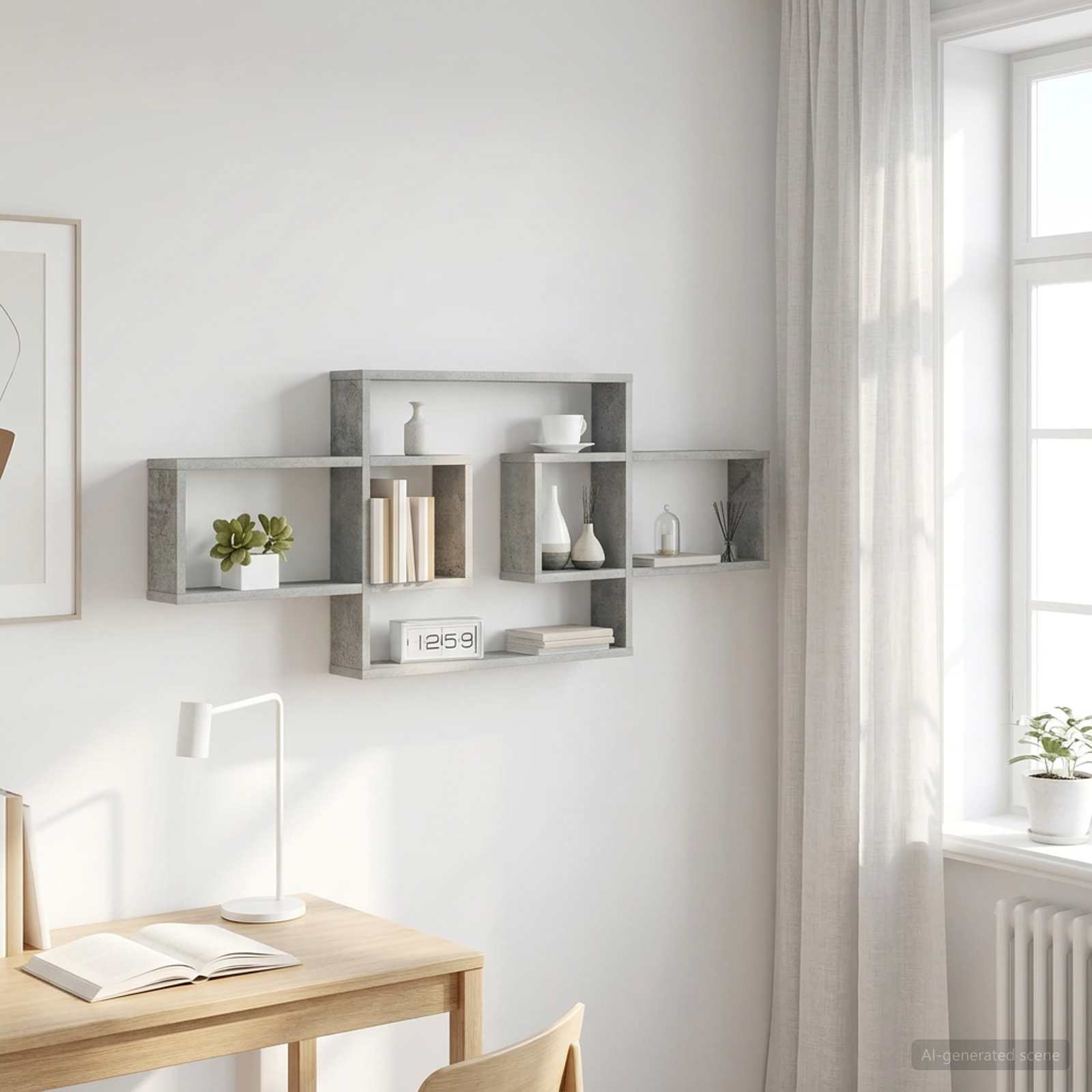 Scaffale da parete Grigio Cemento 130 x 10 x 50 cm | homemem39