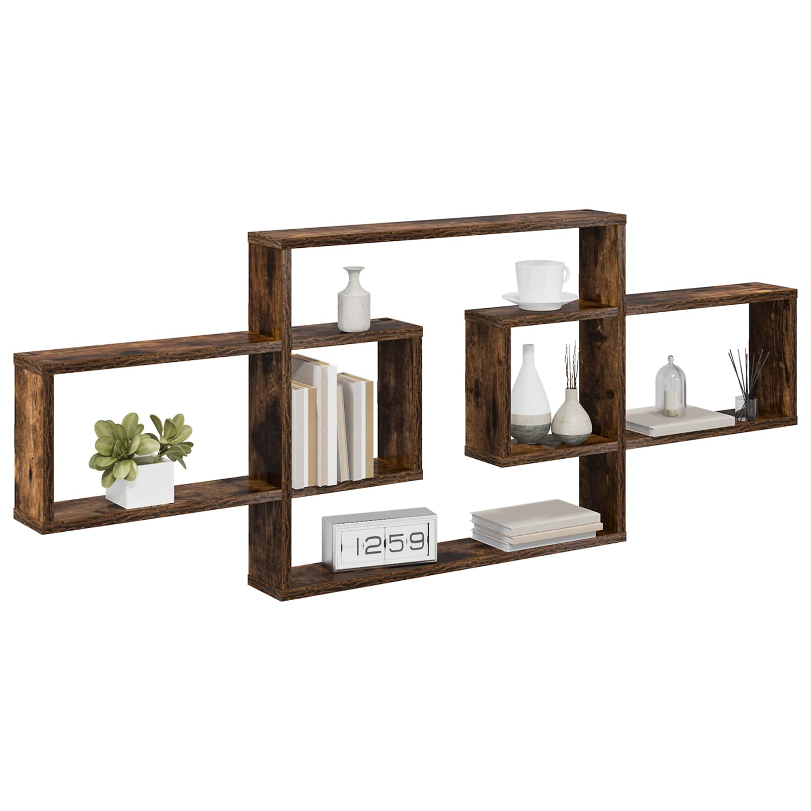 Scaffale da parete Rovere Fumo 130 x 10 x 50 cm | homemem39