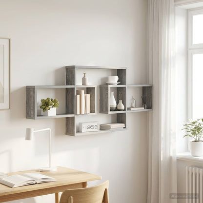 Scaffale da parete Sonoma grigio 130 x 10 x 50 cm | homemem39