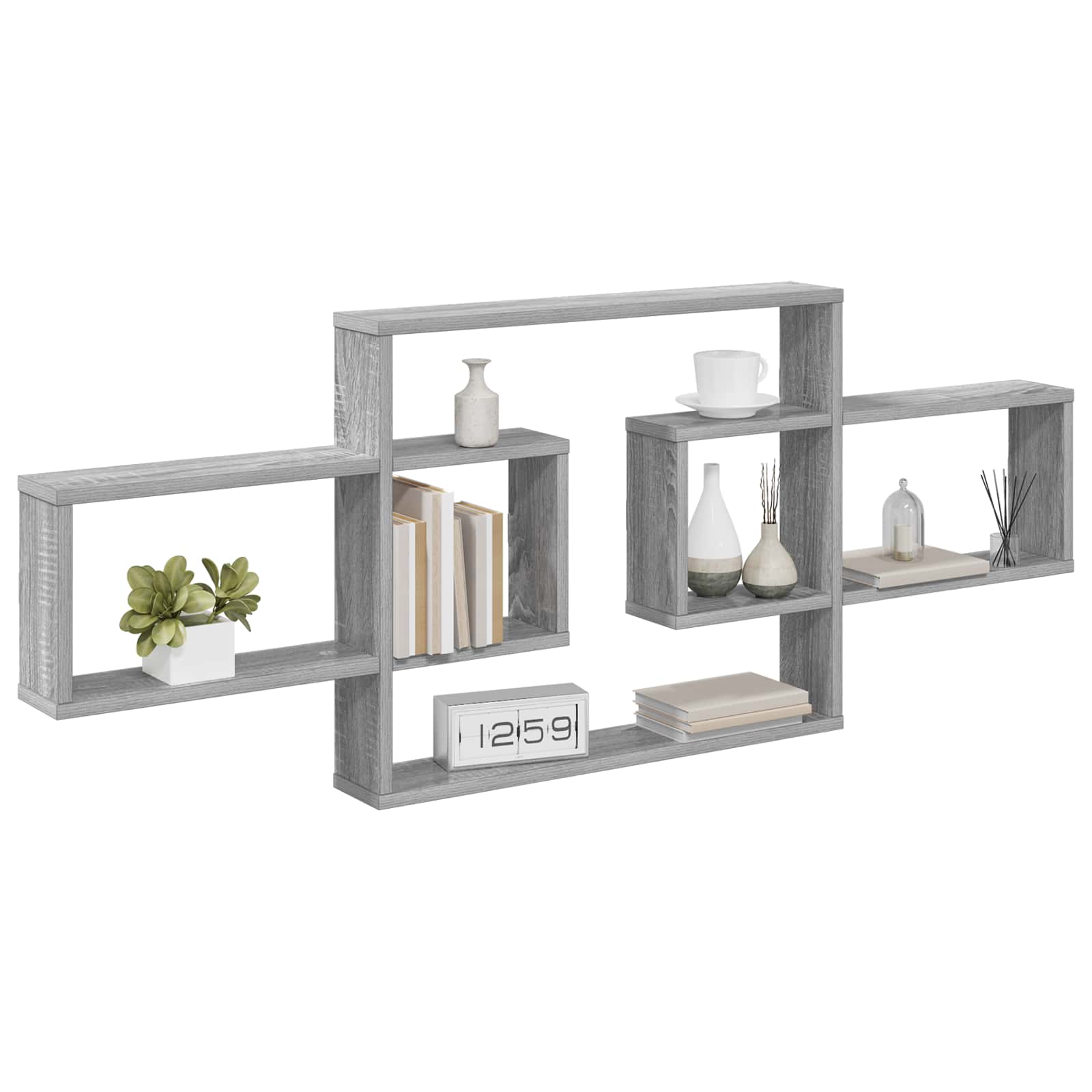 Scaffale da parete Sonoma grigio 130 x 10 x 50 cm | homemem39