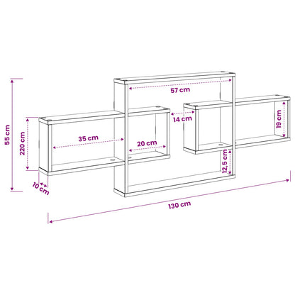 Scaffale da parete Sonoma grigio 130 x 10 x 50 cm | homemem39