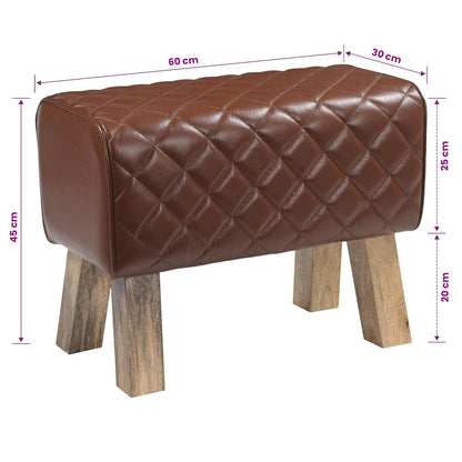 panca 60 x 30 x 45 cm Pelle Vera Marrone diamante