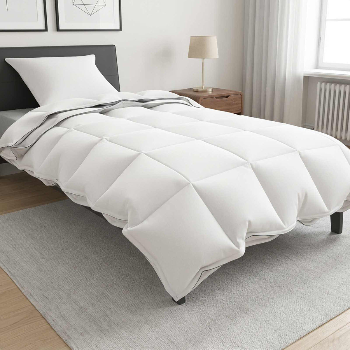 Set di Piumoni Bianco 137 x 200 cm Cotone, Bambù, Poliestere