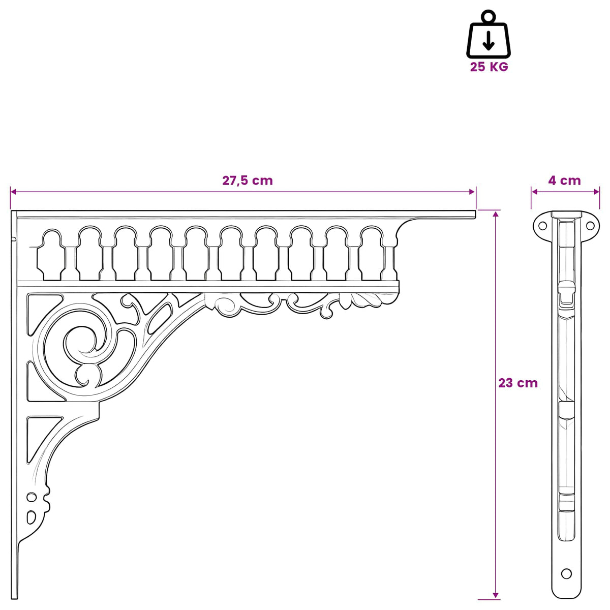 Supporti per mensole da parete 2 pz Bianco Antico | homemem39
