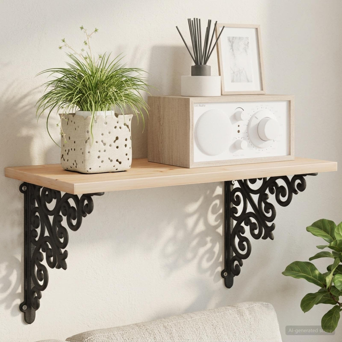 Supporti per mensole da parete 2 pz Nero 24 x 24 x 3,5 cm | homemem39