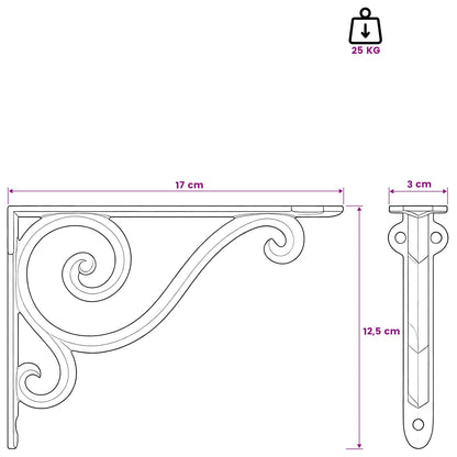 Supporti per mensole da parete 12 pz Bianco Antico